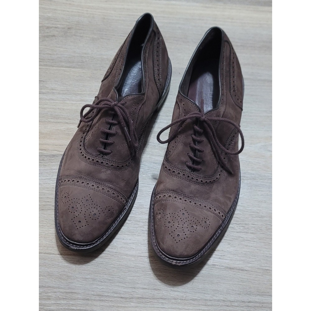 Allen Edmonds Men's Strandmok Brown Suede Waxed Cap-Toe Oxfords ‎ Size 12.5 E